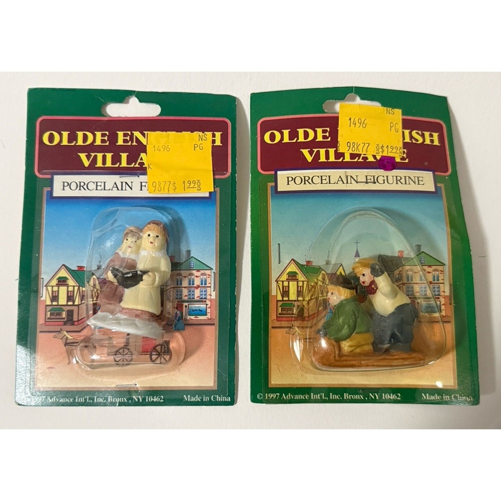 VTG 1997 Olde English Village Winter Xmas Figurines Lot of 2 New Sealed